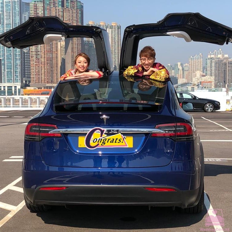 Tesla Model X 結婚花車 藍色 Wedding Car @海港城海運大廈停車場