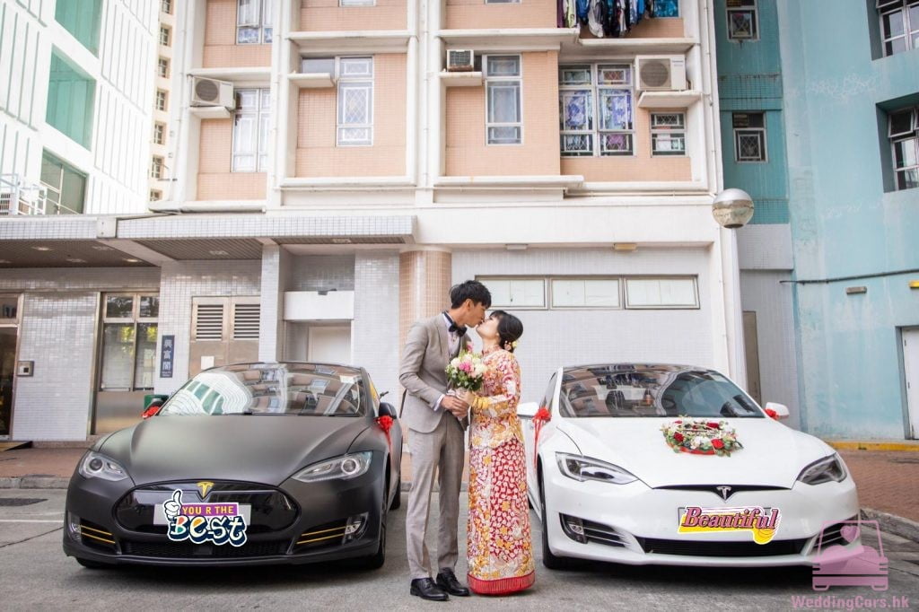 Tesla Model S 結婚花車 白色 黑色 Wedding Car White Black